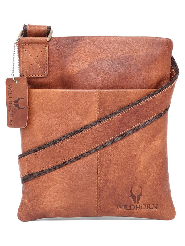 WILDHORN® 100% Genuine Leather Sling Messenger Bag for Men