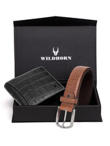 WILDHORN® RFID Protected Genuine High Quality Leather Wallet & Belt Combo for Men