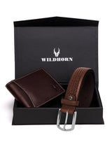 WILDHORN® RFID Protected Genuine High Quality Leather Wallet & Belt Combo for Men