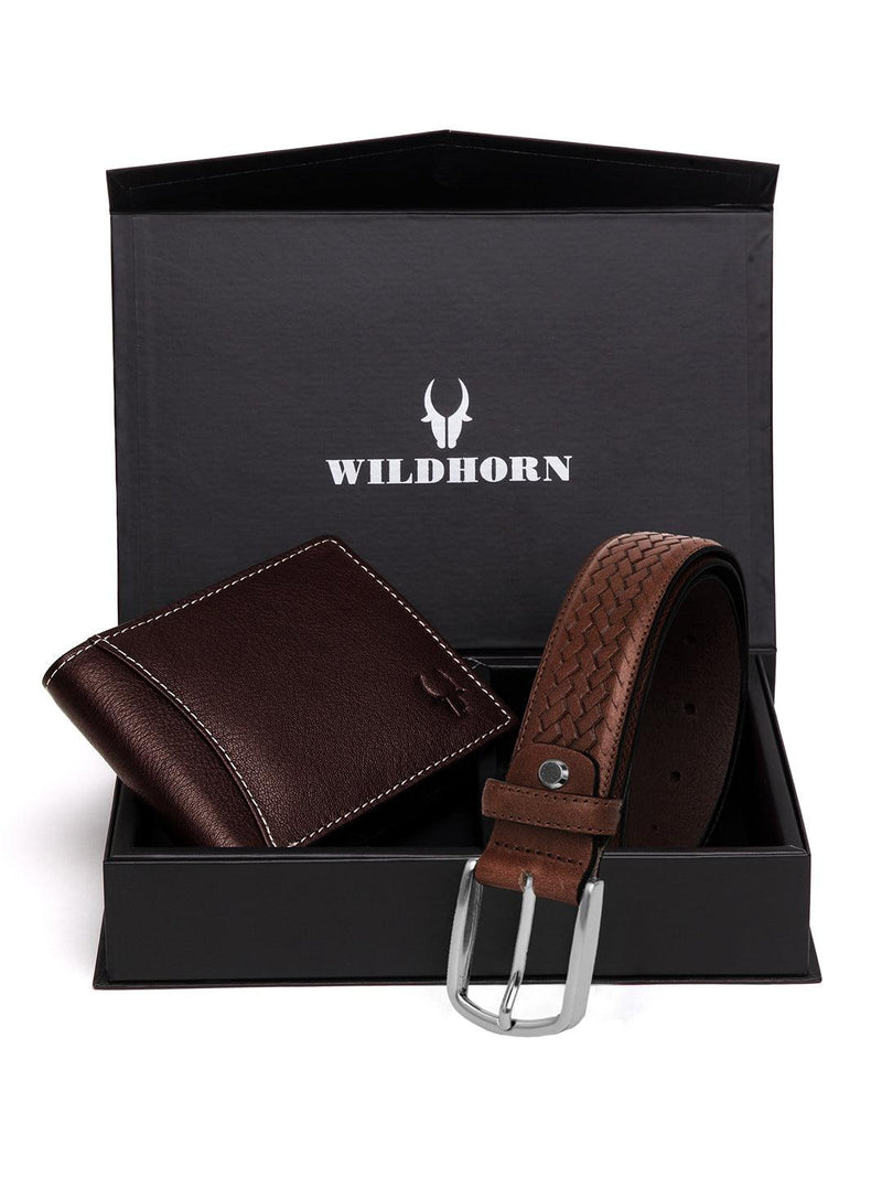 WILDHORN® RFID Protected Genuine High Quality Leather Wallet & Belt Combo for Men