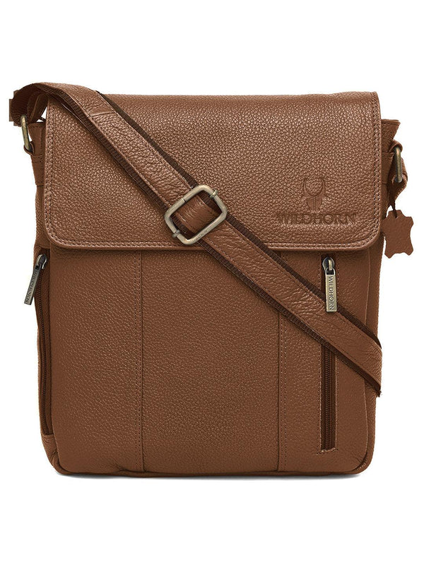 WILDHORN® Original Leather 11 inch Sling Messenger Bag for Men I Multipurpose Crossbody Bag I Travel Bag with Adjustable Strap I IDIMENSION: L- 10 inch H- 11 inch W- 3 inch