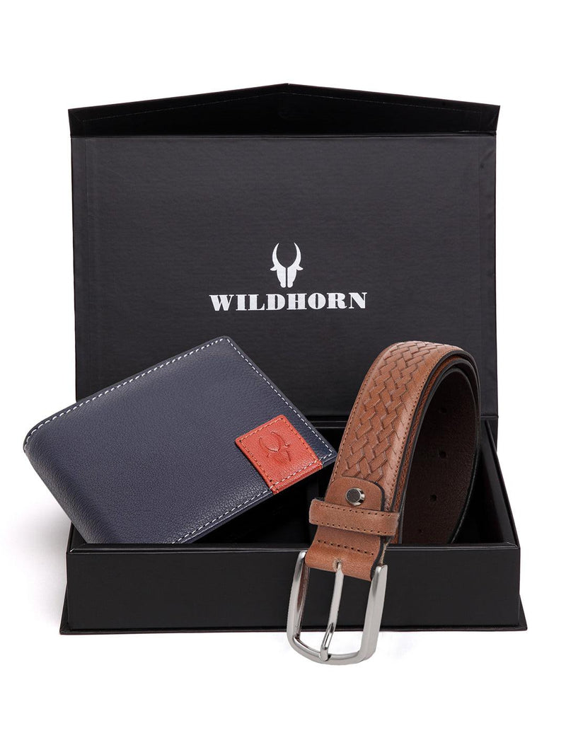 WILDHORN® RFID Protected Genuine High Quality Leather Wallet & Belt Combo for Men