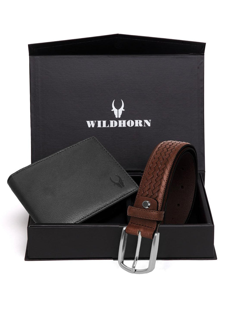 WILDHORN® RFID Protected Genuine High Quality Leather Wallet & Belt Combo for Men