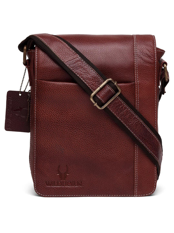 WILDHORN® 100% Genuine Leather Sling Messenger Bag for Men