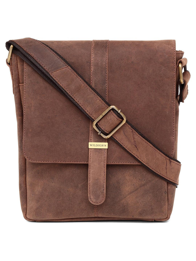 WILDHORN® 100% Genuine Leather Sling Messenger Bag for Men