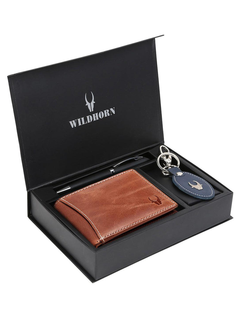 WILDHORN RFID Protected Genuine High Quality Leather Wallet Keychain
