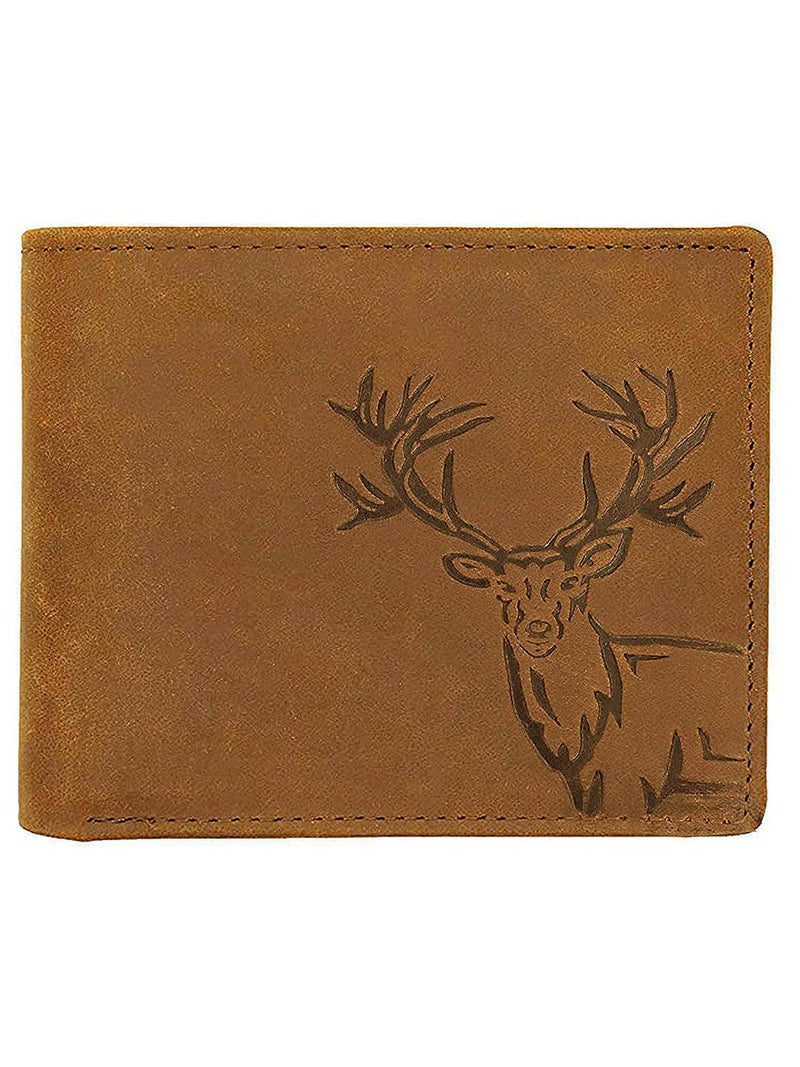 WILDHORN® Antlers Hunter Leather Wallet for Men (TAN)