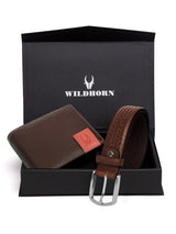 WILDHORN® RFID Protected Genuine High Quality Leather Wallet & Belt Combo for Men