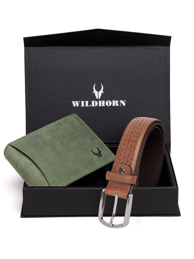 WILDHORN® RFID Protected Genuine High Quality Leather Wallet & Belt Combo for Men