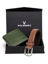 WILDHORN® RFID Protected Genuine High Quality Leather Wallet & Belt Combo for Men
