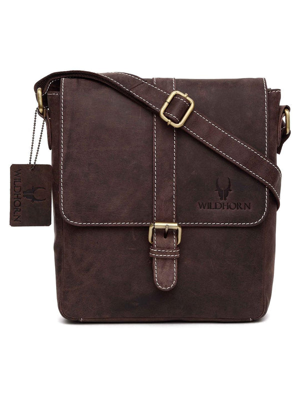 WILDHORN® 100% Genuine Leather Sling Messenger Bag for Men