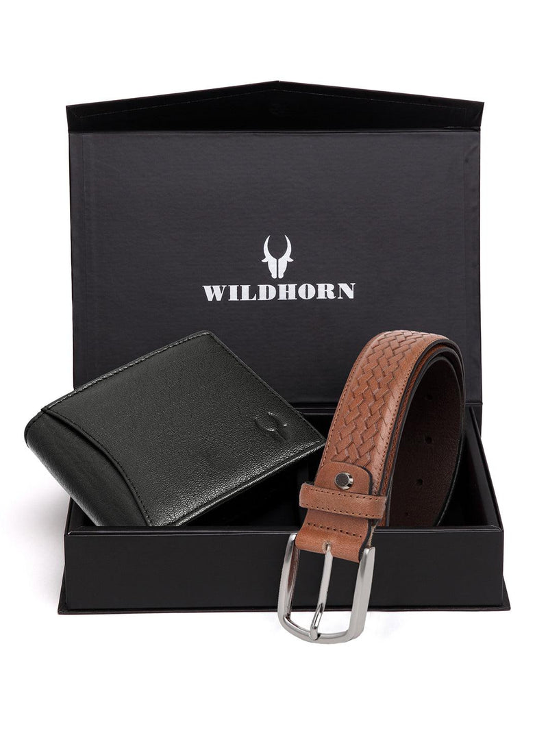 WILDHORN® RFID Protected Genuine High Quality Leather Wallet & Belt Combo for Men