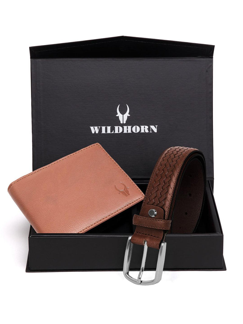 WILDHORN® RFID Protected Genuine High Quality Leather Wallet & Belt Combo for Men
