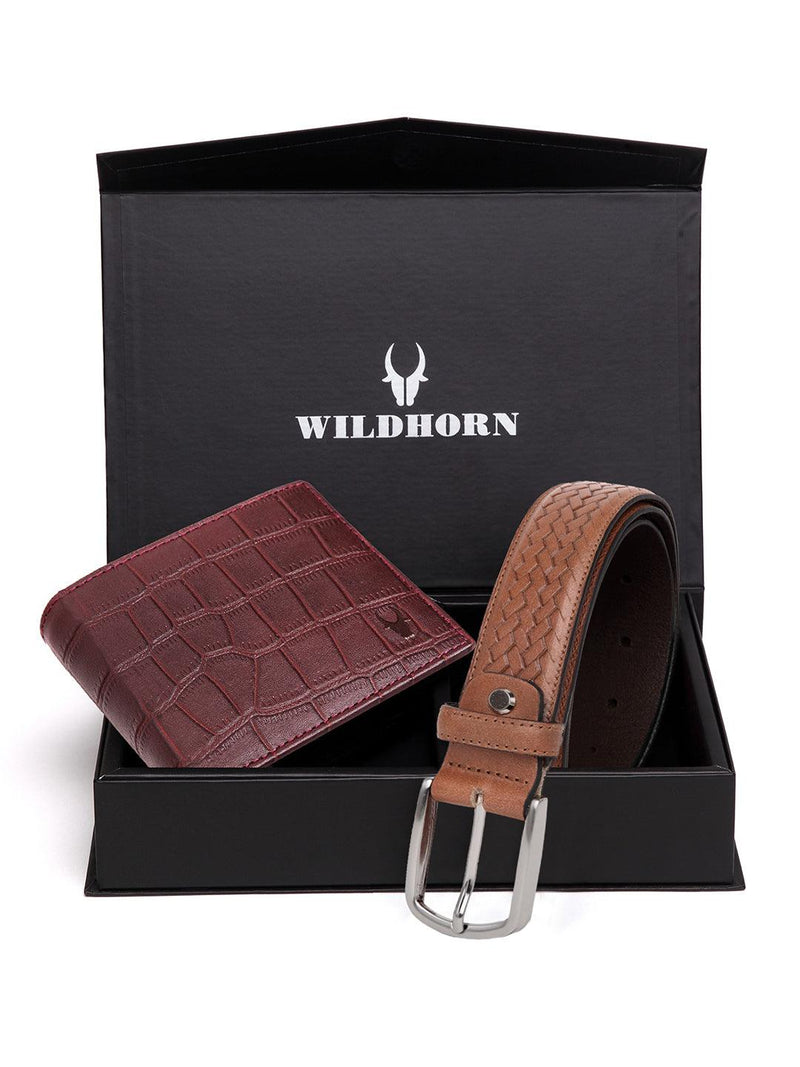 WILDHORN® RFID Protected Genuine High Quality Leather Wallet & Belt Combo for Men