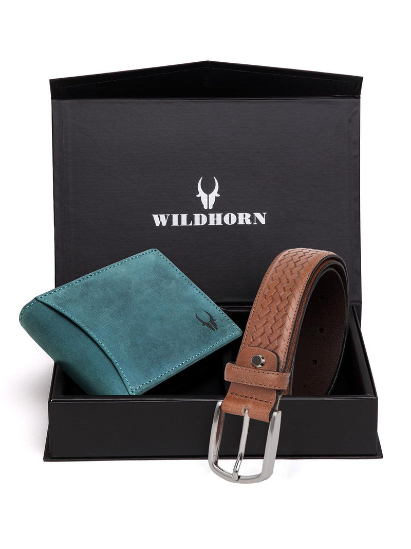 WILDHORN® RFID Protected Genuine High Quality Leather Wallet & Belt Combo for Men