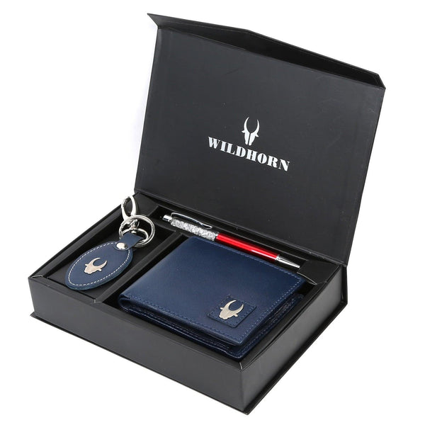 WildHorn® RFID Protected Genuine High Quality Leather Wallet,Keychain & Pen Combo for Men - WILDHORN