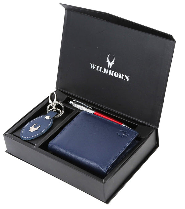 WildHorn® RFID Protected Genuine High Quality Leather Wallet,Keychain & Pen Combo for Men - WILDHORN