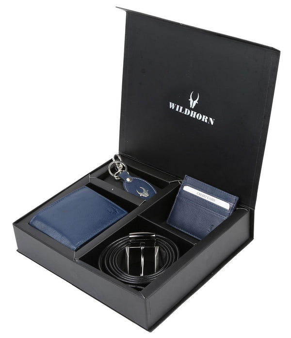 WildHorn® RFID Protected Genuine High Quality Leather Wallet,Keychain,Belt & Card Holder Combo for Men - WILDHORN