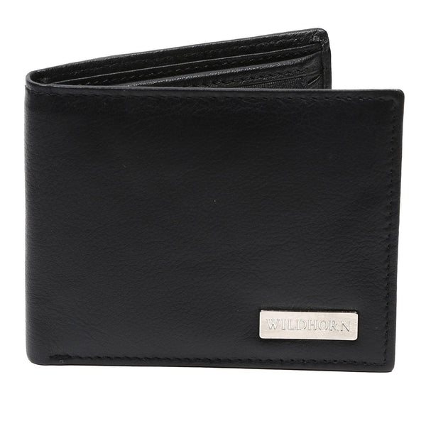 WildHorn® RFID Protected Genuine High Quality Black Leather Wallet,Keychain & Pen Combo for Men - WILDHORN