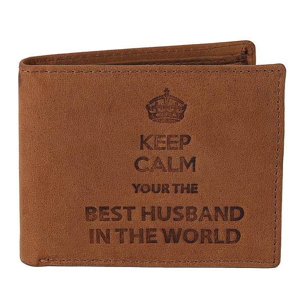 WILDHORN® Best Husband Men's Leather Wallet l Gift Hamper for Husband