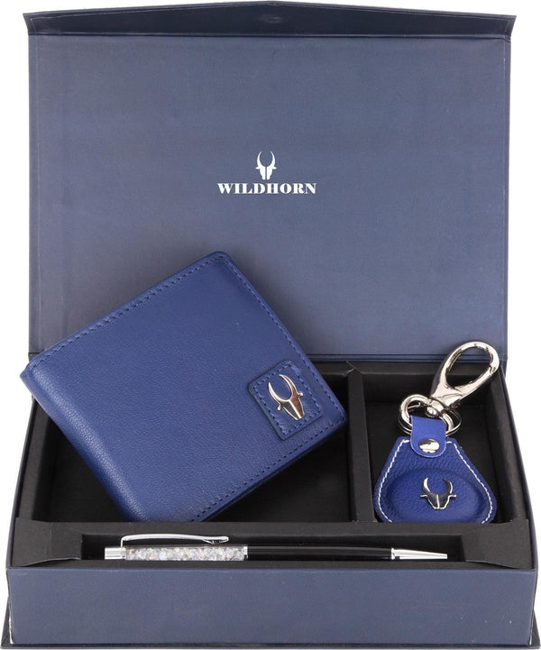 WildHorn® RFID Protected Genuine High Quality Leather Wallet,Keychain & Pen Combo for Men - WILDHORN