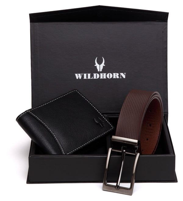 WildHorn® RFID Protected Genuine High Quality Leather Wallet & Belt Combo for Men - WILDHORN
