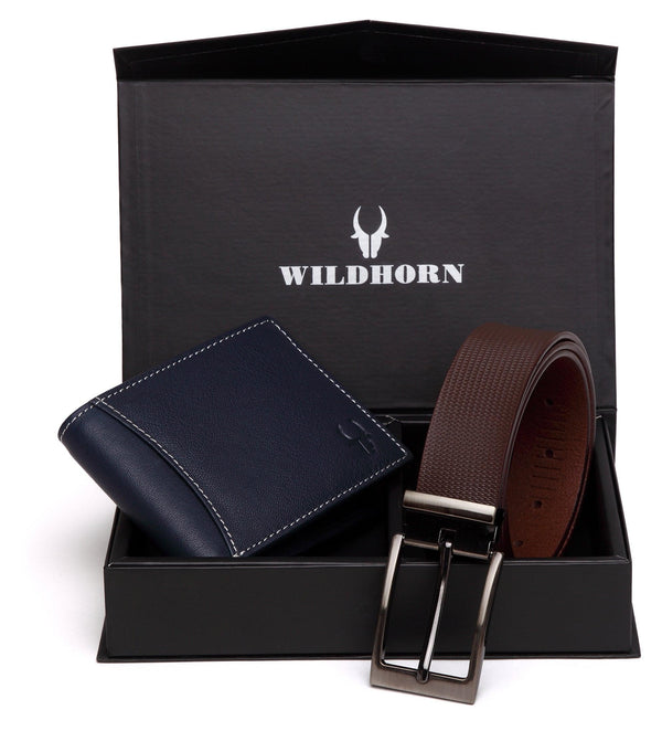 WildHorn® RFID Protected Genuine High Quality Leather Wallet & Belt Combo for Men - WILDHORN