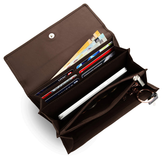 WILDHORN® RFID Protected Customizable Unisex Leather Wallet Combo for Gifting | Engrave with Your Name, Company Name or Initials (Brown Nappa) - WILDHORN