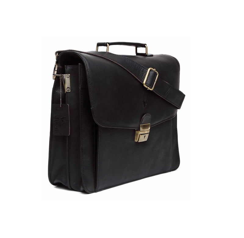 WILDHORN Leather 15 inches Black Messenger Bag (MB217) - WILDHORN