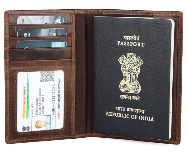 WILDHORN® Leather Passport Holder Cover Case RFID Blocking Travel Wallet
