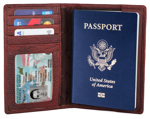 WILDHORN® Leather Passport Holder Cover Case RFID Blocking Travel Wallet