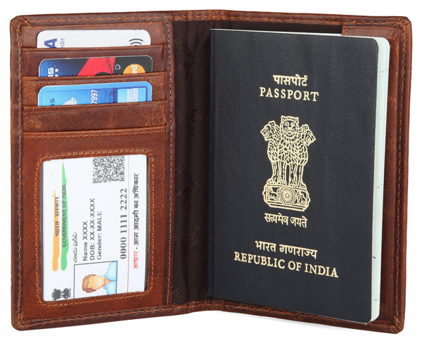WILDHORN® Leather Passport Holder Cover Case RFID Blocking Travel Wallet