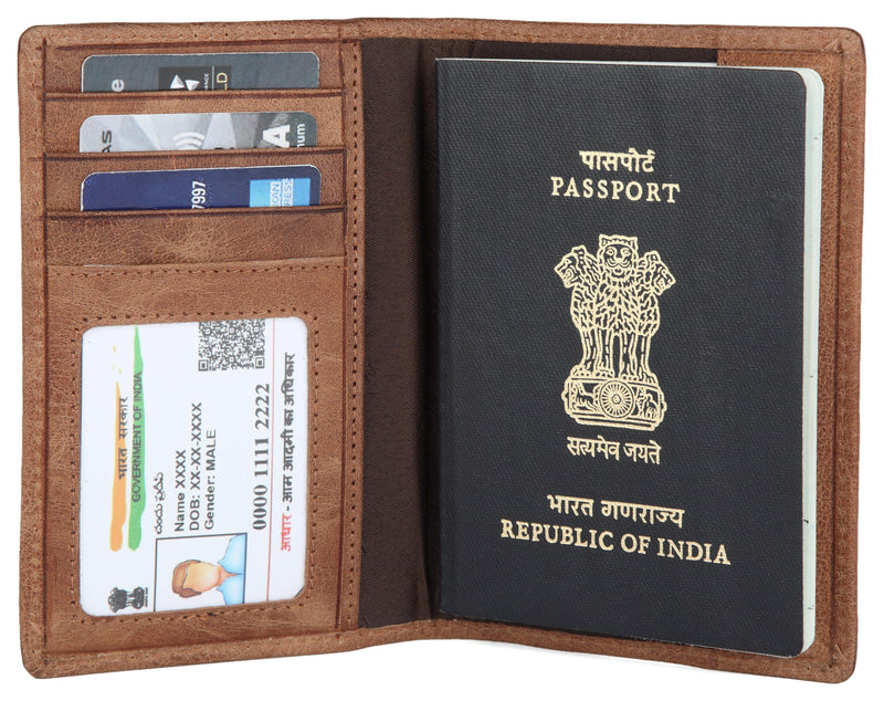 WILDHORN® Leather Passport Holder Cover Case RFID Blocking Travel Wallet