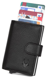 WildHorn® RFID Protected Unisex Genuine Leather Card Holder (Black) - WILDHORN