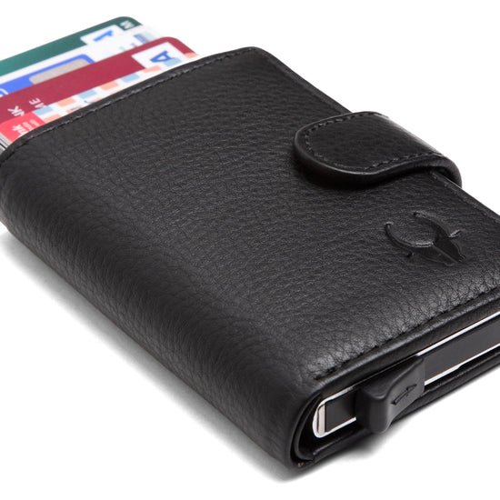 WildHorn® RFID Protected Unisex Genuine Leather Card Holder (Black) - WILDHORN
