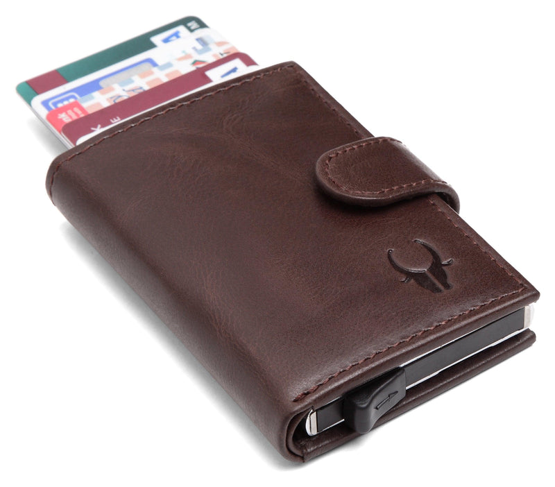 WildHorn® RFID Protected Unisex Genuine Leather Card Holder (Brown Crunch) - WILDHORN