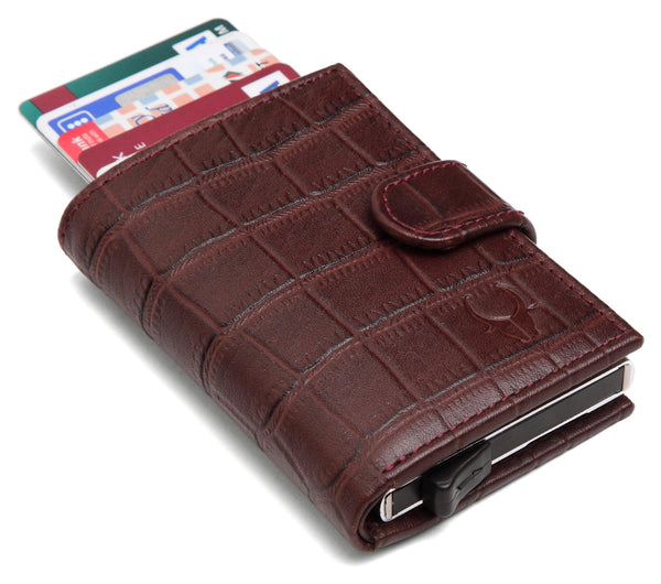 WildHorn® RFID Protected Unisex Genuine Leather Card Holder (Bombay Brown Croco) - WILDHORN