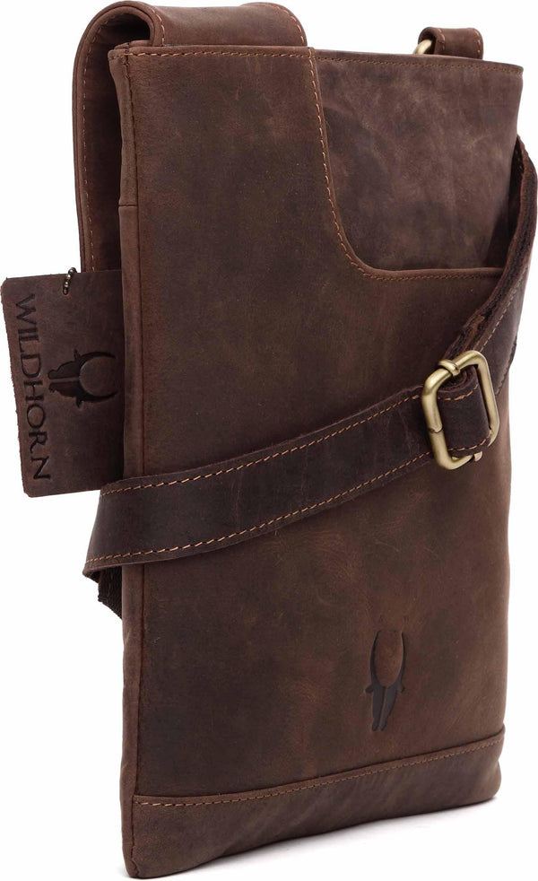 Wildhorn Genuine Leather Hunter 21.59cm Sling bag for men | Everyday Multipurpose Crossbody Leather Traveller Tablet Sling Bag(WHM207) - WILDHORN