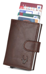 WildHorn® RFID Protected Unisex Genuine Leather Card Holder (Brown Crunch) - WILDHORN