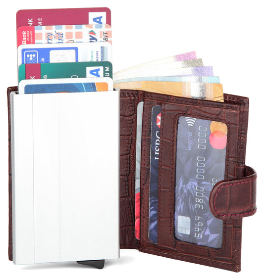 WildHorn® RFID Protected Custom Engraved Personalized High Quality Unisex Leather Card Holder for Gifting - WILDHORN