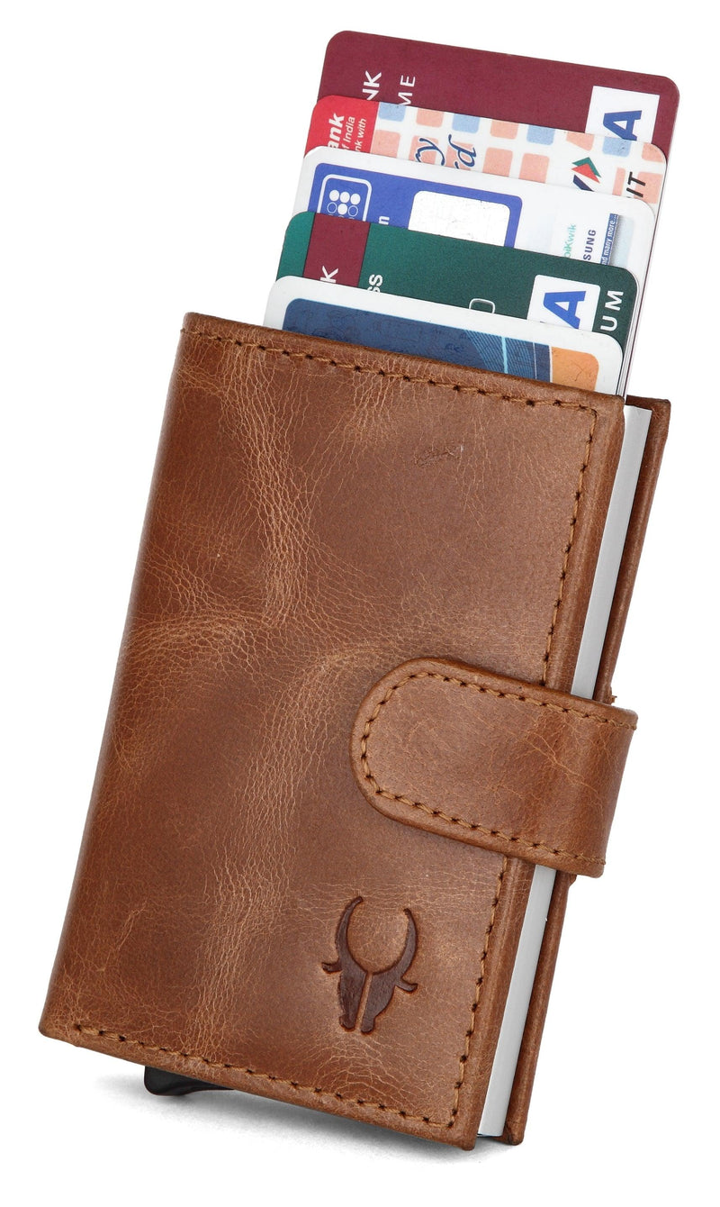 WildHorn® RFID Protected Unisex Genuine Leather Card Holder Crunch - WILDHORN