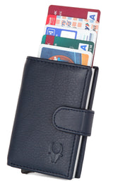 WildHorn® RFID Protected Unisex Genuine Leather Card Holder (Blue) - WILDHORN