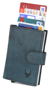WildHorn® RFID Protected Unisex Genuine Leather Card Holder (Blue Hunter) - WILDHORN