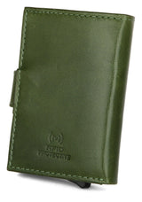 WildHorn® RFID Protected Unisex Genuine Leather Card Holder (Green Crunch) - WILDHORN