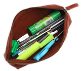 WILDHORN® Leather Stationery Stylish Simple Pencil Bag Durable Compact Zipper Pencil Utility Case Pouch