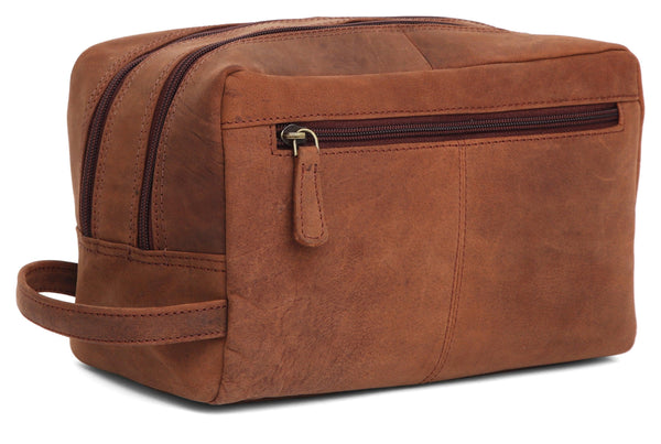 WILDHORN® Leather Toiletry Bag for Men or Women - Dopp Kit for Travel Large Cosmetic and Shaving Bag. Toiletries Organizer