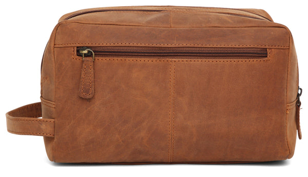 WILDHORN® Leather Toiletry Bag for Men or Women - Dopp Kit for Travel Large Cosmetic and Shaving Bag. Toiletries Organizer