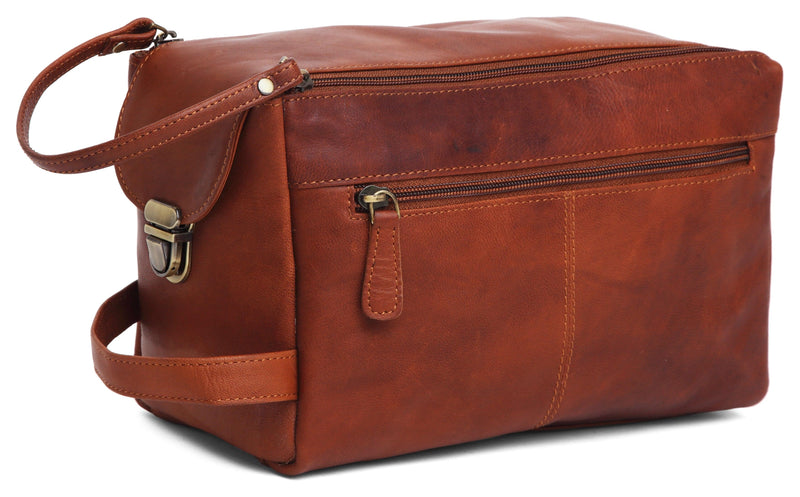 WILDHORN® Leather Toiletry Bag for Men or Women - Dopp Kit for Travel Large Cosmetic and Shaving Bag. Toiletries Organizer
