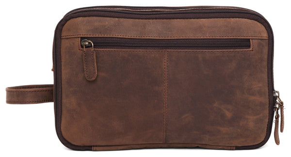 WILDHORN® Leather Toiletry Bag for Men or Women - Dopp Kit for Travel Large Cosmetic and Shaving Bag. Toiletries Organizer