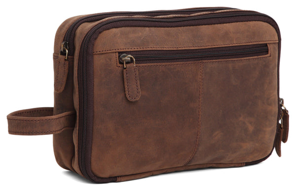 WILDHORN® Leather Toiletry Bag for Men or Women - Dopp Kit for Travel Large Cosmetic and Shaving Bag. Toiletries Organizer
